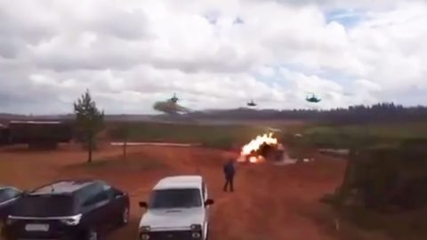 Footage Shows Russian Helicopter Accidentally Firing Live Missile At Bystanders During Training | Frontline Videos