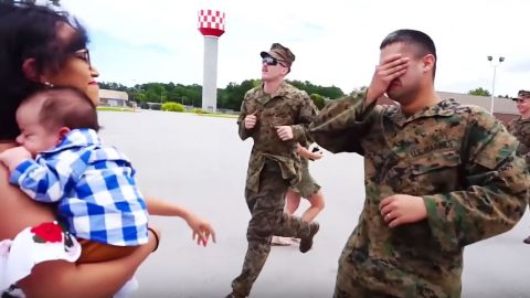 Marine Sees Newborn For First Time And His Reaction Is Unforgettable | Frontline Videos