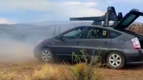 After Reinforcing This Prius, These Guys Shoot An M61 Gatling Gun Mounted On It | Frontline Videos