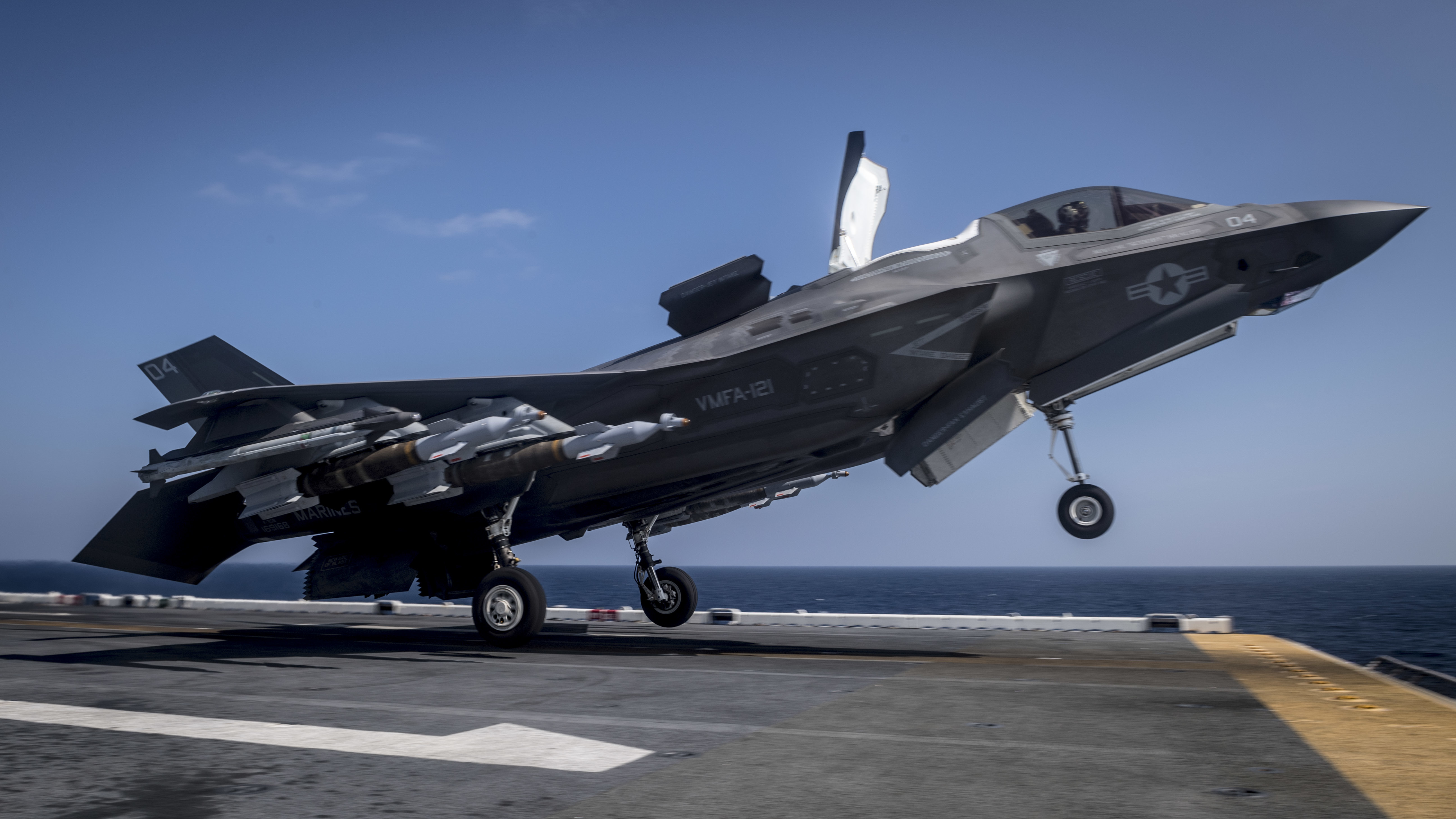 An F-35B Lightning II aircraft attached to the F-35B detachment of the &quo...