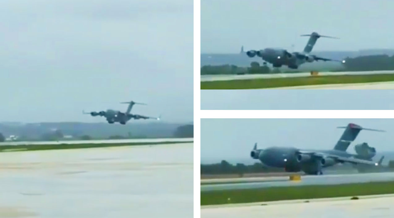 New Video Shows A C-17 Coming In With Some Strong Crosswind | Frontline ...