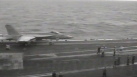 Drop Tank Falls From F-18 On Catapult Shot (USS Kitty Hawk) | Frontline Videos