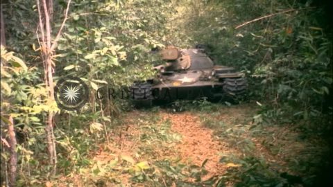 M-48 tanks fire machine guns and soldiers take out a tank stuck in dense bamboo | Frontline Videos