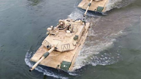 Convoy of Massive US M1 Abrams Tanks Jump in Middle of the Water | Frontline Videos