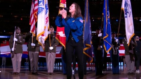 NASA Astronaut Sings National Anthem For NCAA Final | Frontline Videos