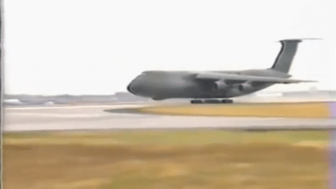 C-5A Lands Nose Gear Up at Rhein Main Air Base | Frontline Videos